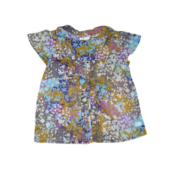 Old Navy Floral Print Blouse Flutter Sleeve Plus Size 1X Top Boho Whimsy Goth - Picture 1 of 4